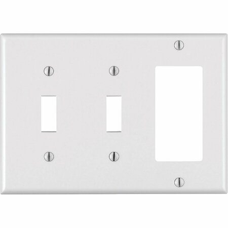 LEVITON Decora 3-Gang Thermoset 2-Toggle/Rocker Wall Plate, White 005-80421-00W